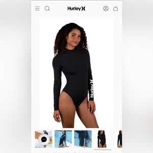 Hurley Black Long Sleeve Surf Swimsuit